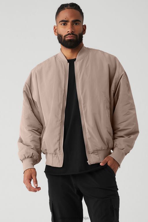moški urbani bomber iz umetnega krzna Alo Yoga vrhnja oblačila taupe/slonokoščena X862Z1667