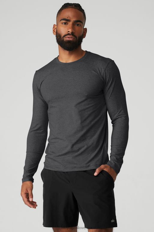 moški Conquer reform z dolgimi rokavi z okroglim izrezom Alo Yoga vrhovi temno vresno siva X862Z1354
