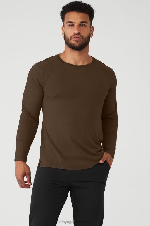 moški triumph majica z dolgimi rokavi Alo Yoga vrhovi espresso X862Z1559