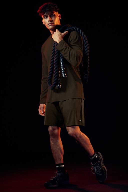 moški triumph majica z dolgimi rokavi Alo Yoga vrhovi espresso X862Z1559