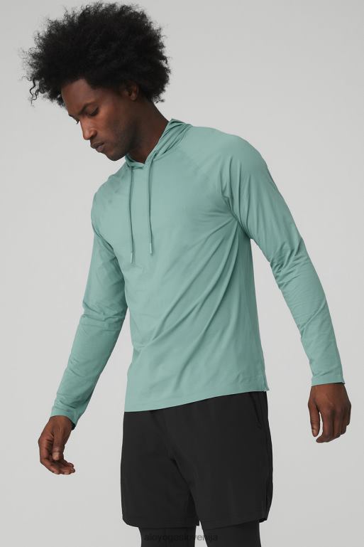 moški idol tekač s kapuco Alo Yoga vrhovi modra agava X862Z1784