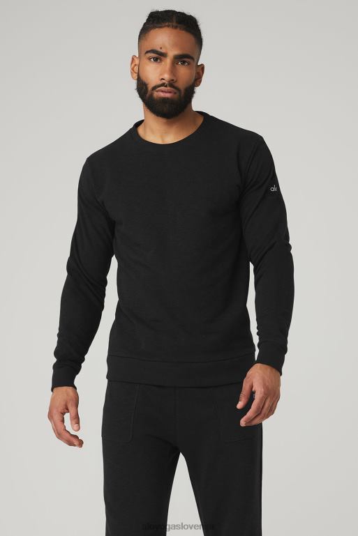 moški kvalifikator crewneck Alo Yoga vrhovi črna slub X862Z1625