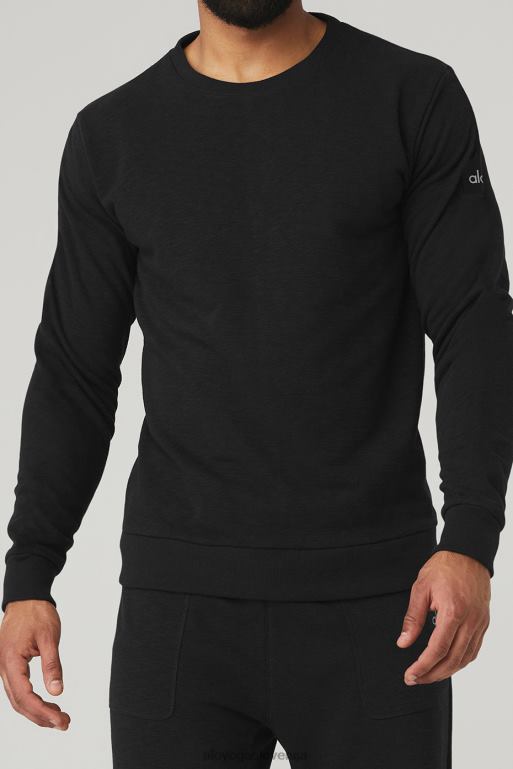 moški kvalifikator crewneck Alo Yoga vrhovi črna slub X862Z1625