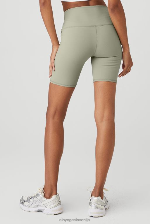 ženske 7'' kratke motoristične hlače z visokim pasom Alo Yoga dna apnenec X862Z219