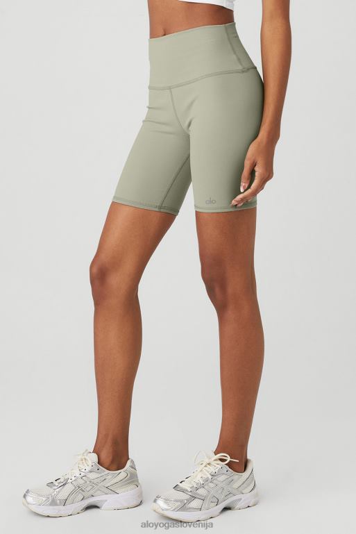 ženske 7'' kratke motoristične hlače z visokim pasom Alo Yoga dna apnenec X862Z219