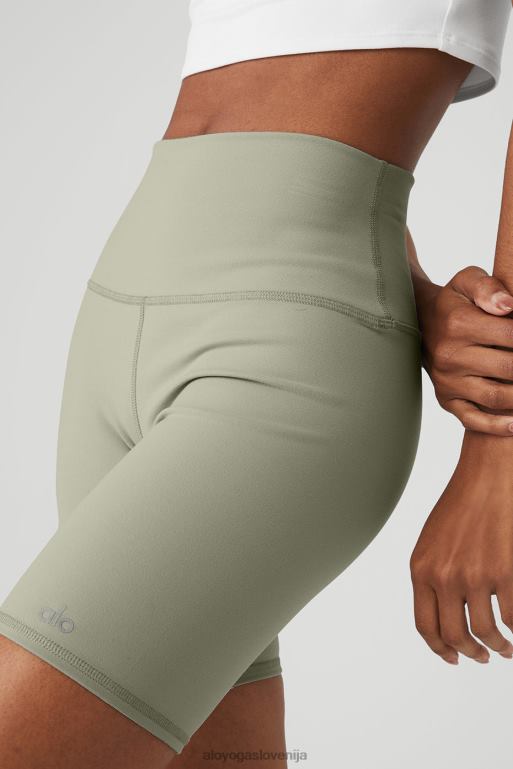 ženske 7'' kratke motoristične hlače z visokim pasom Alo Yoga dna apnenec X862Z219