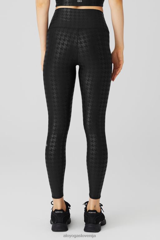 ženske airlift pajkice z visokim pasom z bleščečimi gobastimi zobmi Alo Yoga dna Črna X862Z118