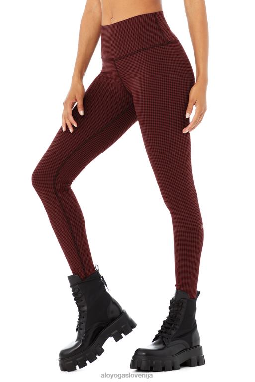 ženske pajkice z visokim pasom z mikro gomolji Alo Yoga dna brusnica/črna X862Z1183