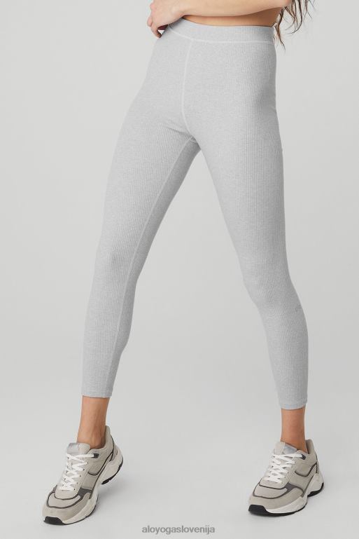 ženske rebraste legice z visokim pasom 7/8 Alo Yoga dna atletsko heather siva X862Z126