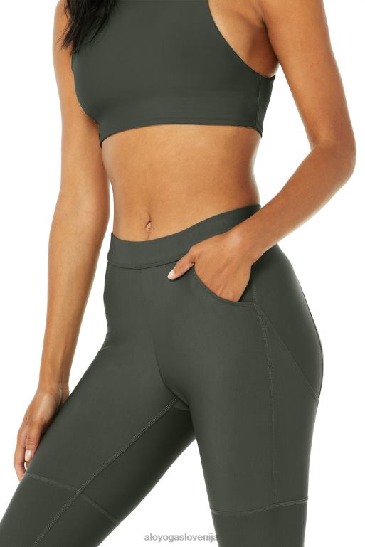 ženske uporabne pajkice s 4 žepi z visokim pasom Alo Yoga dna temni kaktus X862Z138