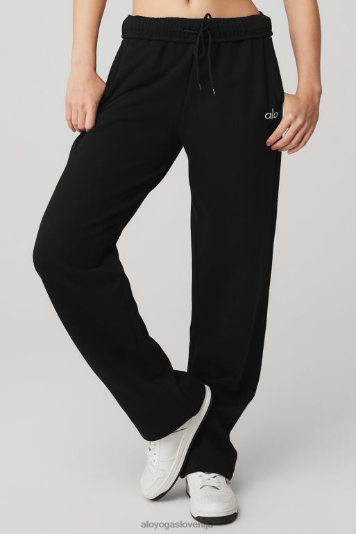 ženske accolade trenirka z ravnimi nogami Alo Yoga dna Črna X862Z263