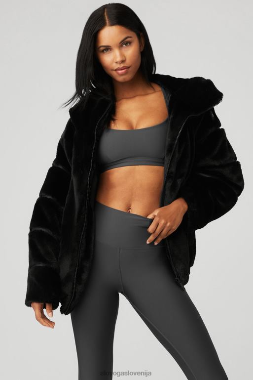 ženske knock out jakna iz umetnega krzna Alo Yoga oblačila Črna X862Z737