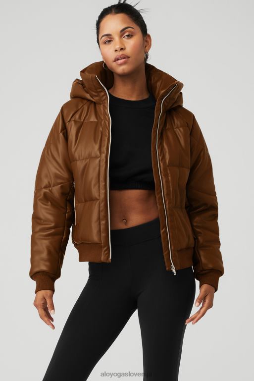 ženske napihovalnik boss iz umetnega usnja Alo Yoga oblačila cimetovo rjava X862Z761