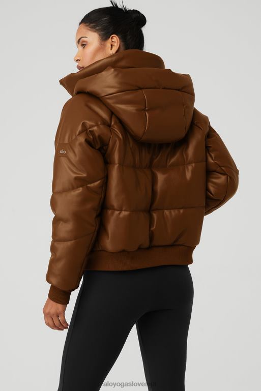 ženske napihovalnik boss iz umetnega usnja Alo Yoga oblačila cimetovo rjava X862Z761