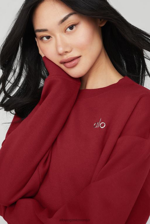 ženske accolade pulover z okroglim izrezom Alo Yoga oblačila zmagoslavna rdeča X862Z829