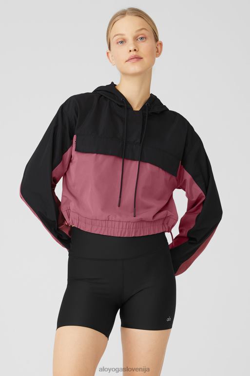 ženske mednarodni anorak pulover s kapuco Alo Yoga oblačila črna/mars glina X862Z808