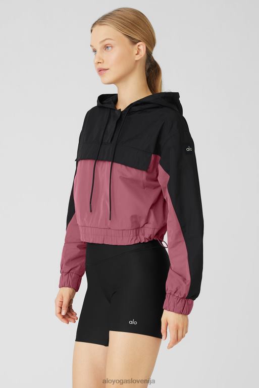 ženske mednarodni anorak pulover s kapuco Alo Yoga oblačila črna/mars glina X862Z808
