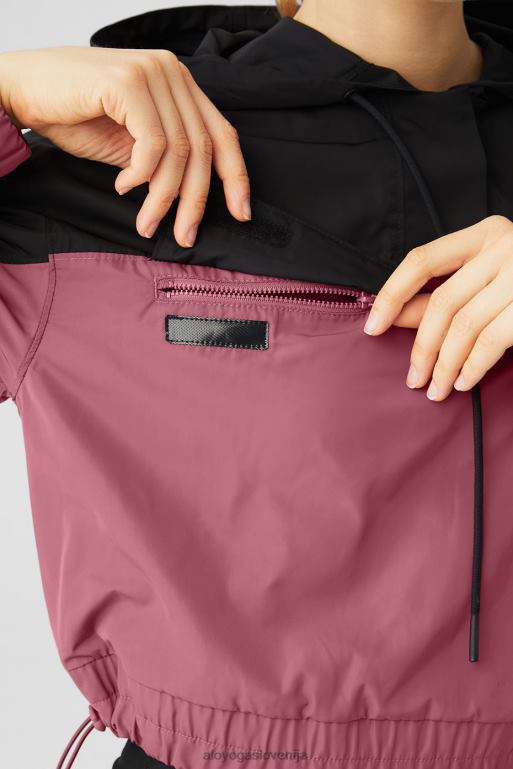 ženske mednarodni anorak pulover s kapuco Alo Yoga oblačila črna/mars glina X862Z808