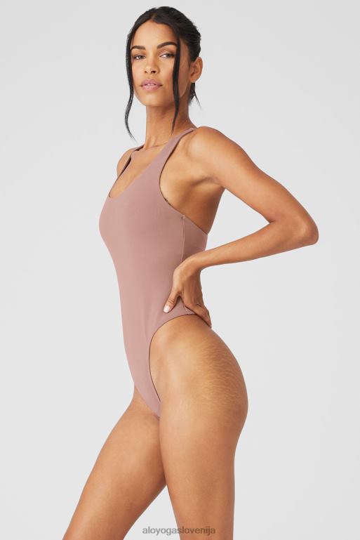 ženske eleganten zadnji bodi Alo Yoga oblačila dimljeni kremen X862Z319