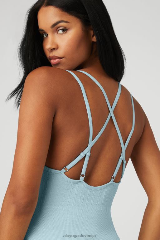 ženske polprosojni brezšivni kombinezon iz kabla Alo Yoga oblačila kreda modra X862Z926