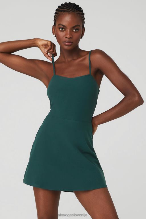 ženske alosoft teniška obleka na igrišču Alo Yoga oblačila polnočno zelena X862Z910