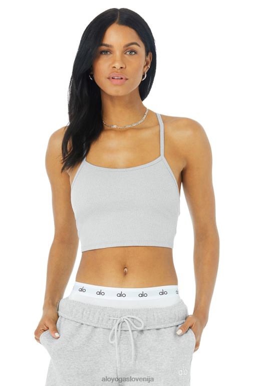ženske alosoft ribbed crop calm tank Alo Yoga oblačila atletsko heather siva X862Z1269