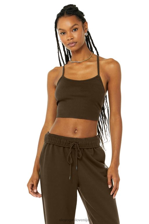 ženske alosoft ribbed crop calm tank Alo Yoga oblačila espresso X862Z1273