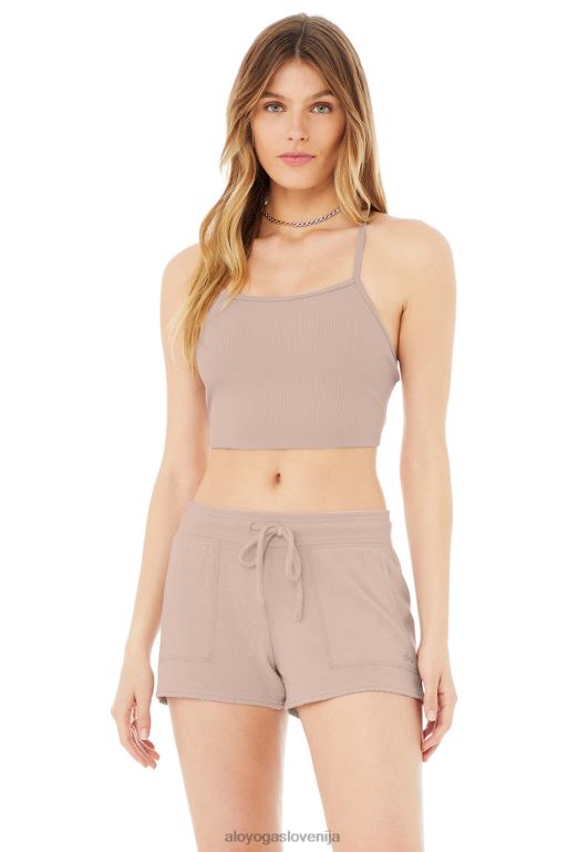 ženske alosoft ribbed crop calm tank Alo Yoga oblačila prašno roza X862Z1272