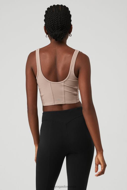 ženske Airbrush mrežasti steznik brez rokavov Alo Yoga oblačila taupe X862Z396