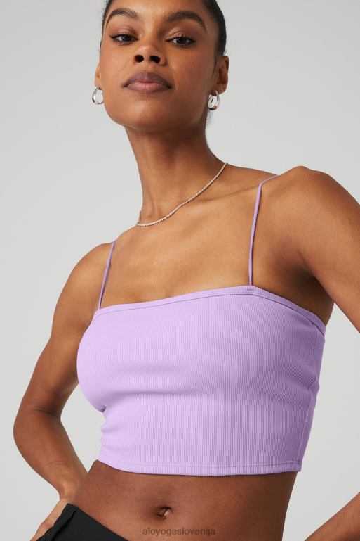 ženske boginja rebrasti bandeau top Alo Yoga oblačila vijolično nebo X862Z358