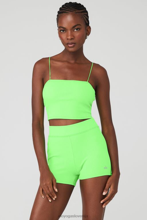ženske boginja rebrasti bandeau top Alo Yoga oblačila zeleni sij X862Z360