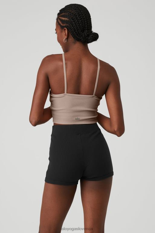 ženske boginja rebrasti križni zgornji del Alo Yoga oblačila taupe X862Z364