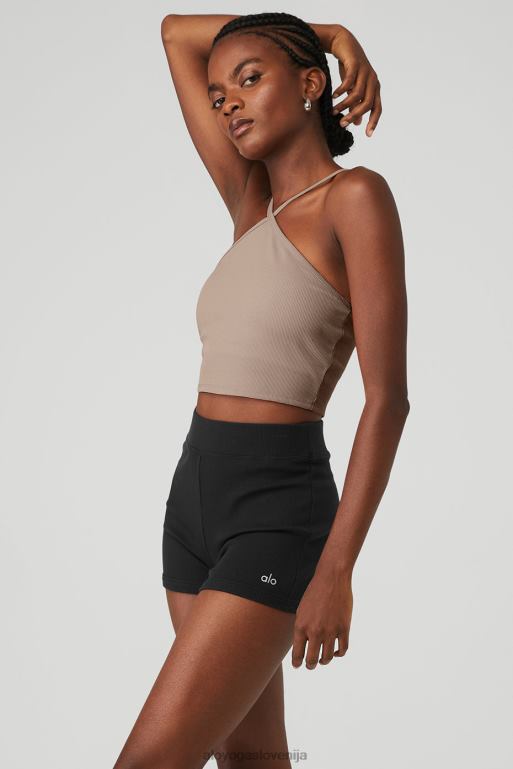 ženske boginja rebrasti križni zgornji del Alo Yoga oblačila taupe X862Z364