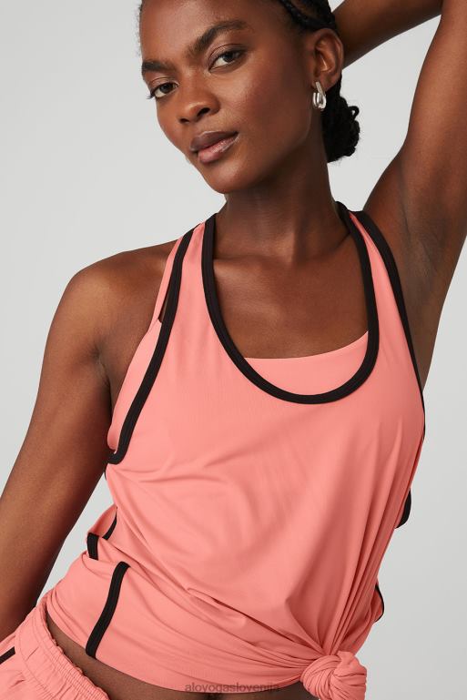 ženske ivy league tank Alo Yoga oblačila jagodna limonada/črna X862Z328