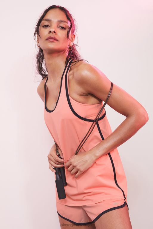 ženske ivy league tank Alo Yoga oblačila jagodna limonada/črna X862Z328