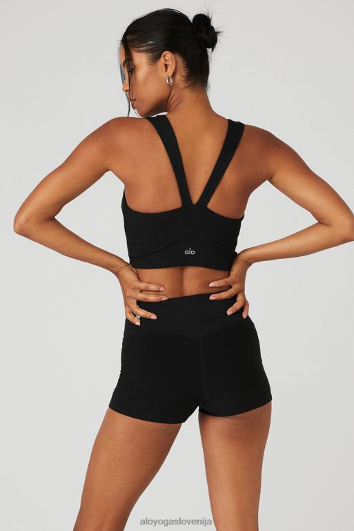 ženske modrček z rebrastim modrčkom alosoft Alo Yoga oblačila Črna X862Z351