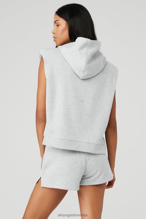 ženske skrajšana pokrivala za ramena brez rokavov Alo Yoga oblačila atletsko heather siva X862Z376