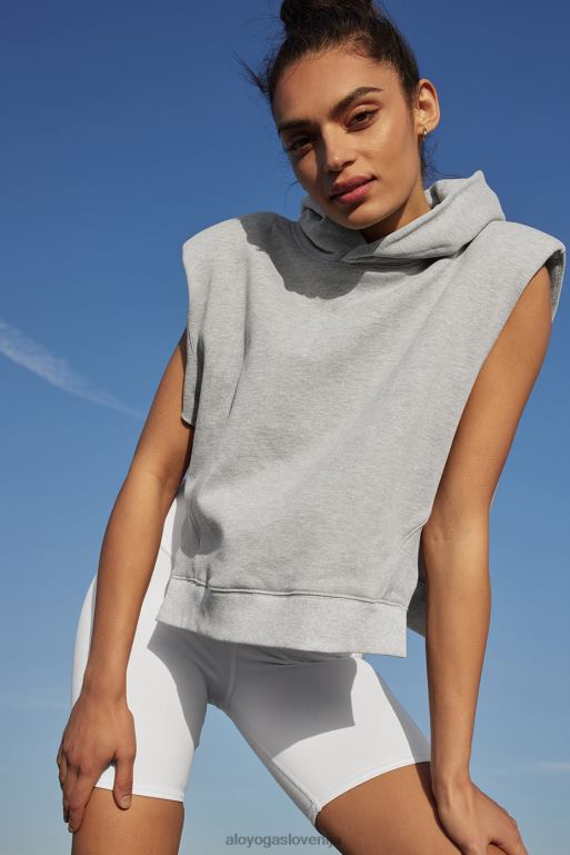ženske skrajšana pokrivala za ramena brez rokavov Alo Yoga oblačila atletsko heather siva X862Z376