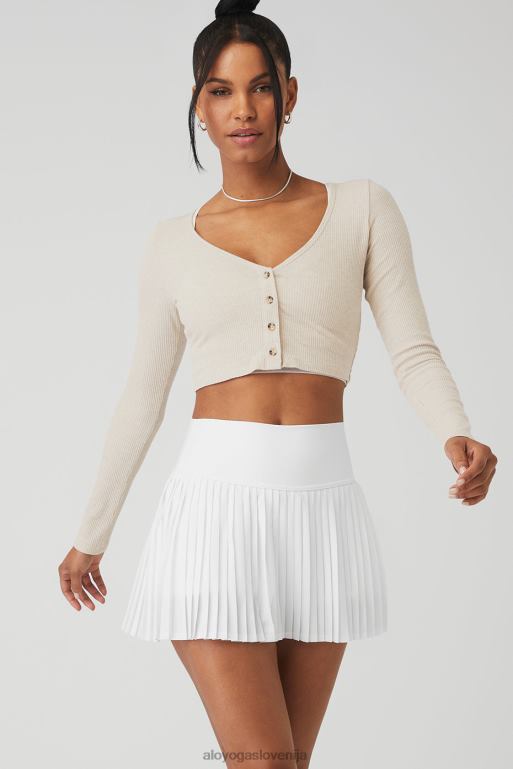 ženske rebrasta, skrajšana šepetajoča jopica Alo Yoga oblačila ovsena kaša heather X862Z615