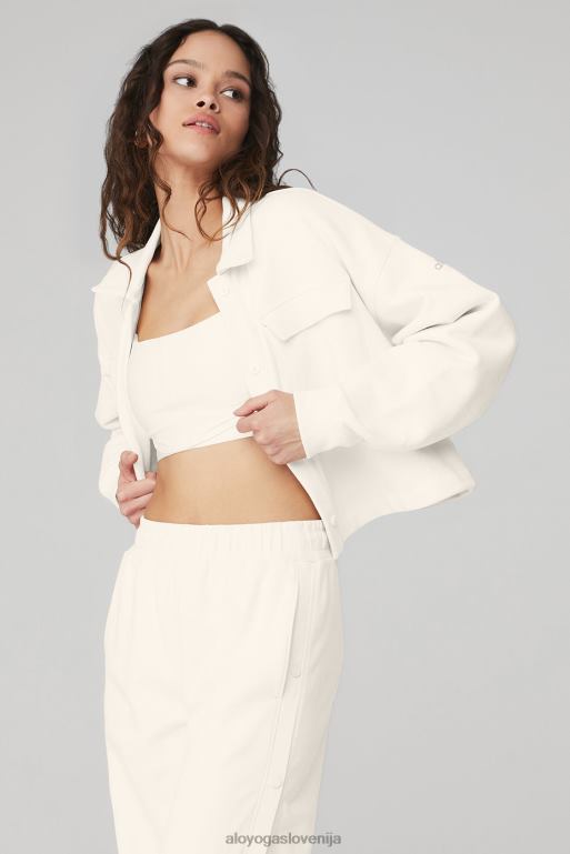 ženske Renown odrezan pulover z gumbi Alo Yoga oblačila slonovina X862Z682