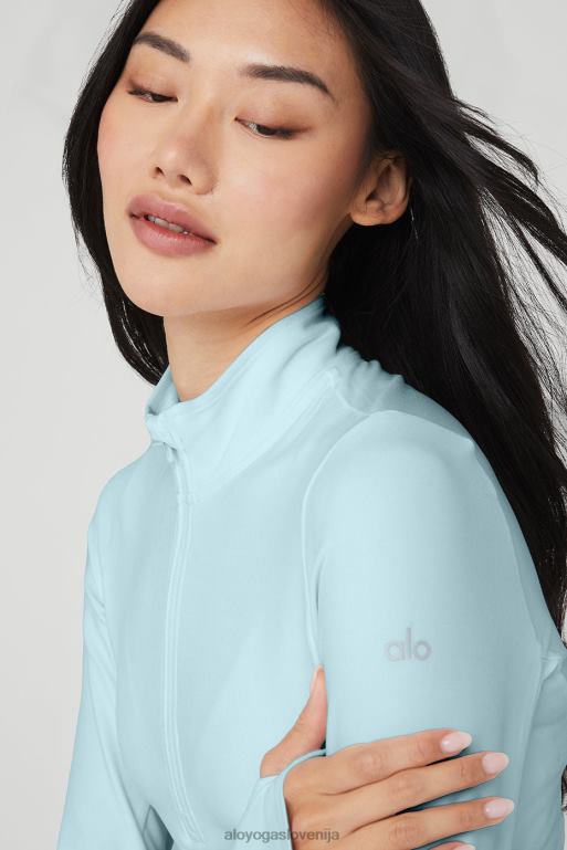 ženske alosoft hitri pulover s 1/2 zadrgo Alo Yoga oblačila kreda modra X862Z671