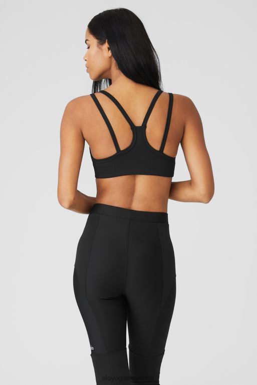 ženske Airlift nedrček z rebrastim v-izrezom Alo Yoga oblačila Črna X862Z495