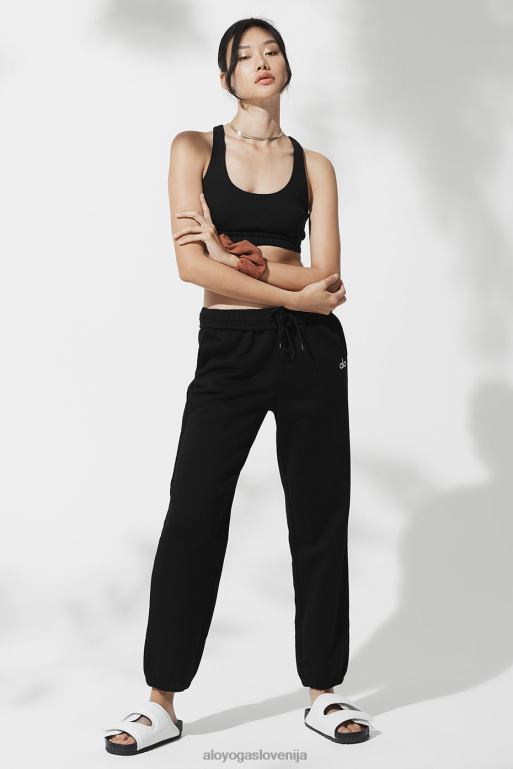 ženske modrček z dolgim ​​izrezom Alo Yoga oblačila Črna X862Z605