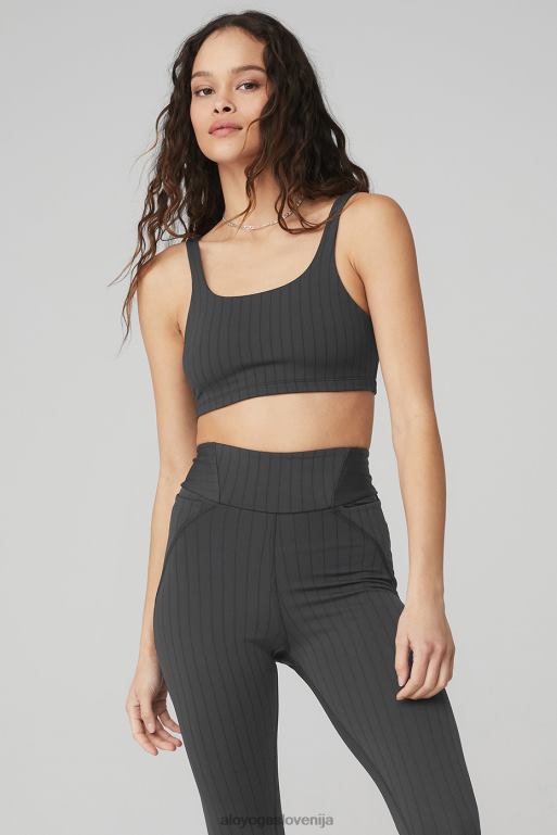 ženske nedrček s črtami Alo Yoga oblačila antracit/črna X862Z599