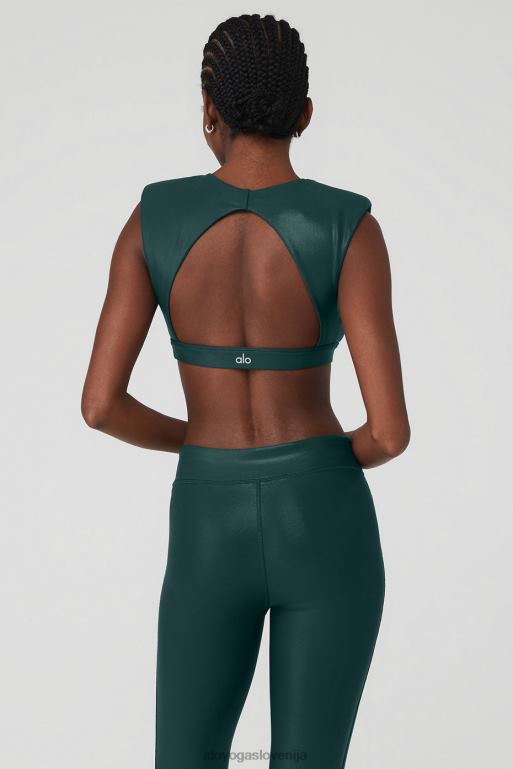 ženske nedrček s super sijajem Alo Yoga oblačila polnočno zelena X862Z585