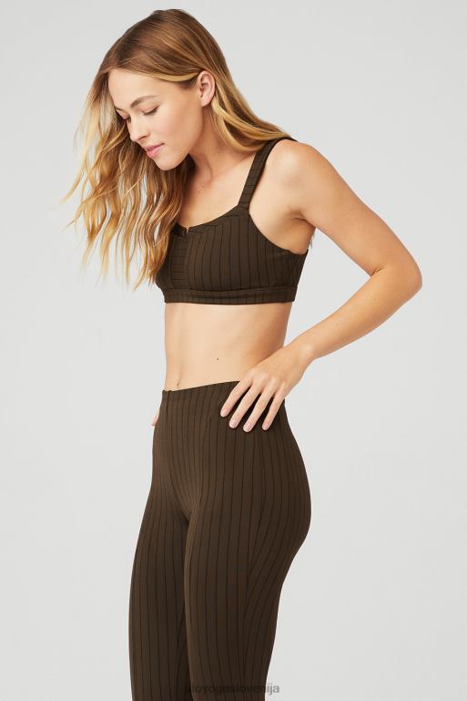 ženske očarljiv nedrček iz žakardove črte Alo Yoga oblačila espresso/črna X862Z583